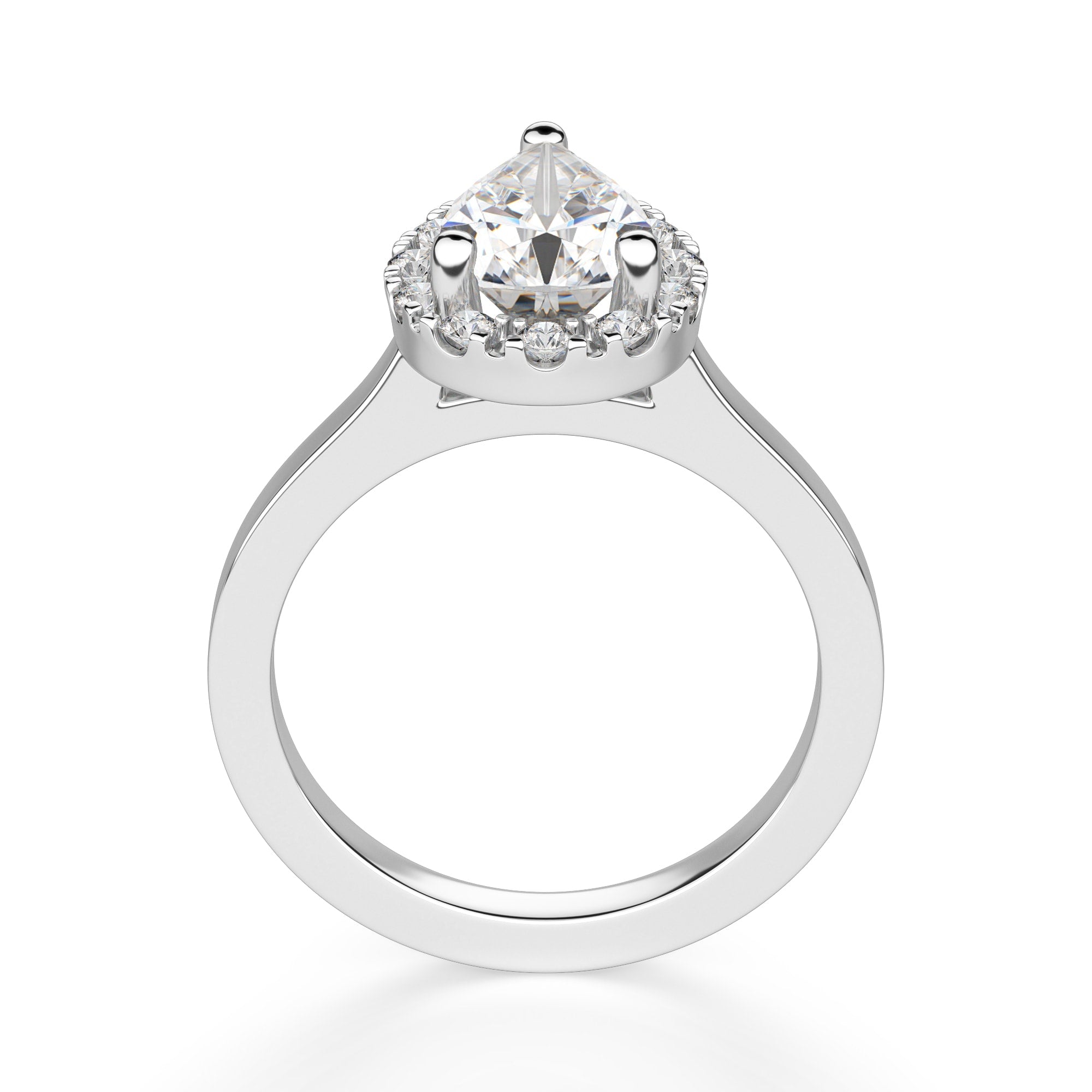 Pear Cut Halo Moissanite Engagement Ring