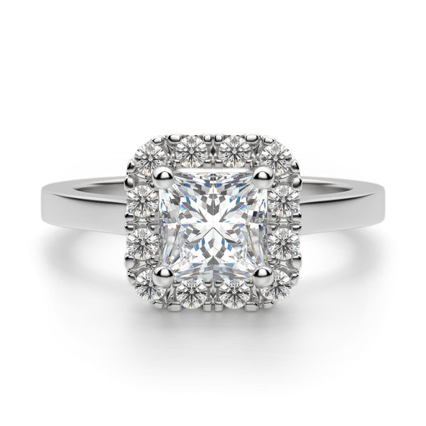 Princess Cut Halo Moissanite Engagement Ring