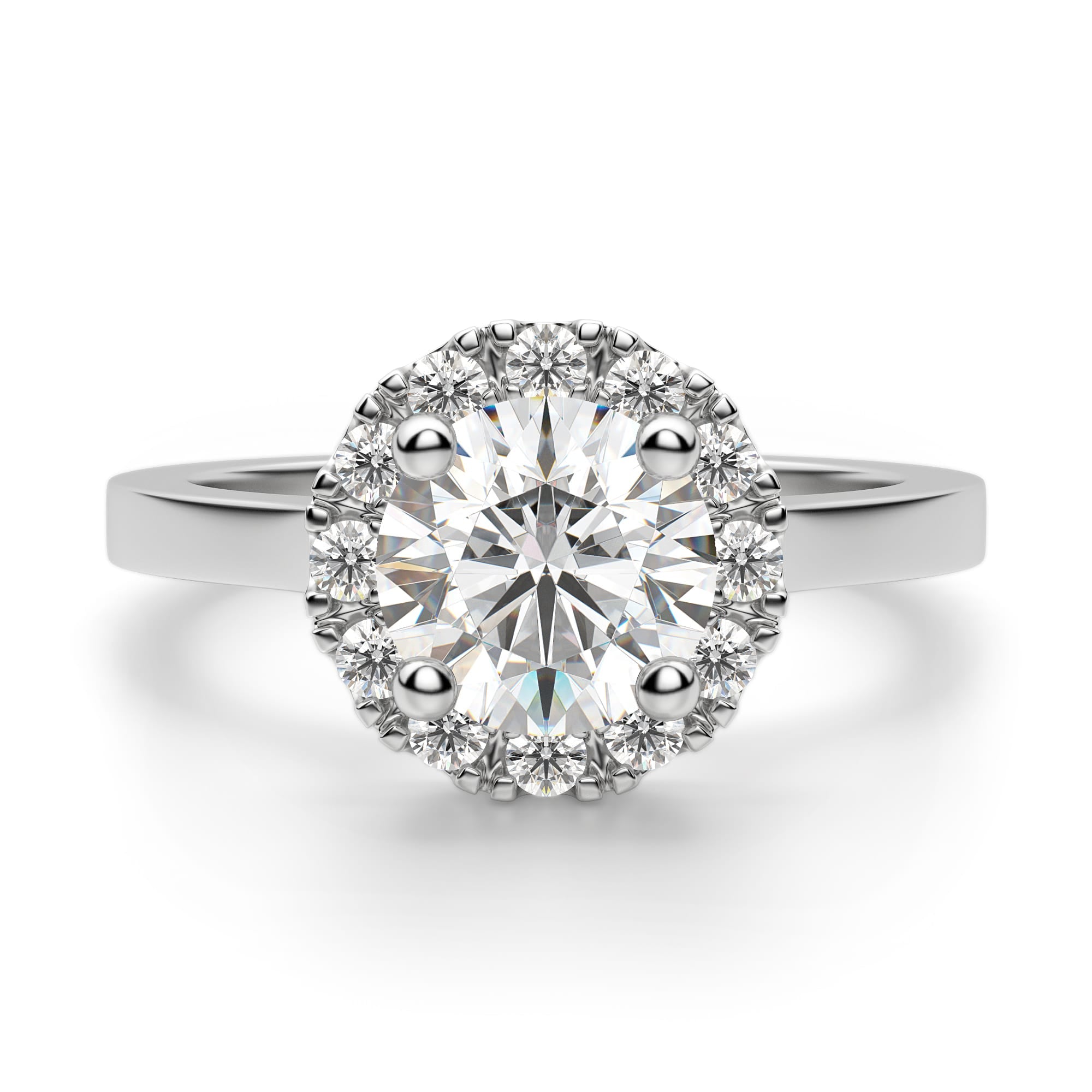 Brilliant Round Cut Halo Moissanite Engagement Ring