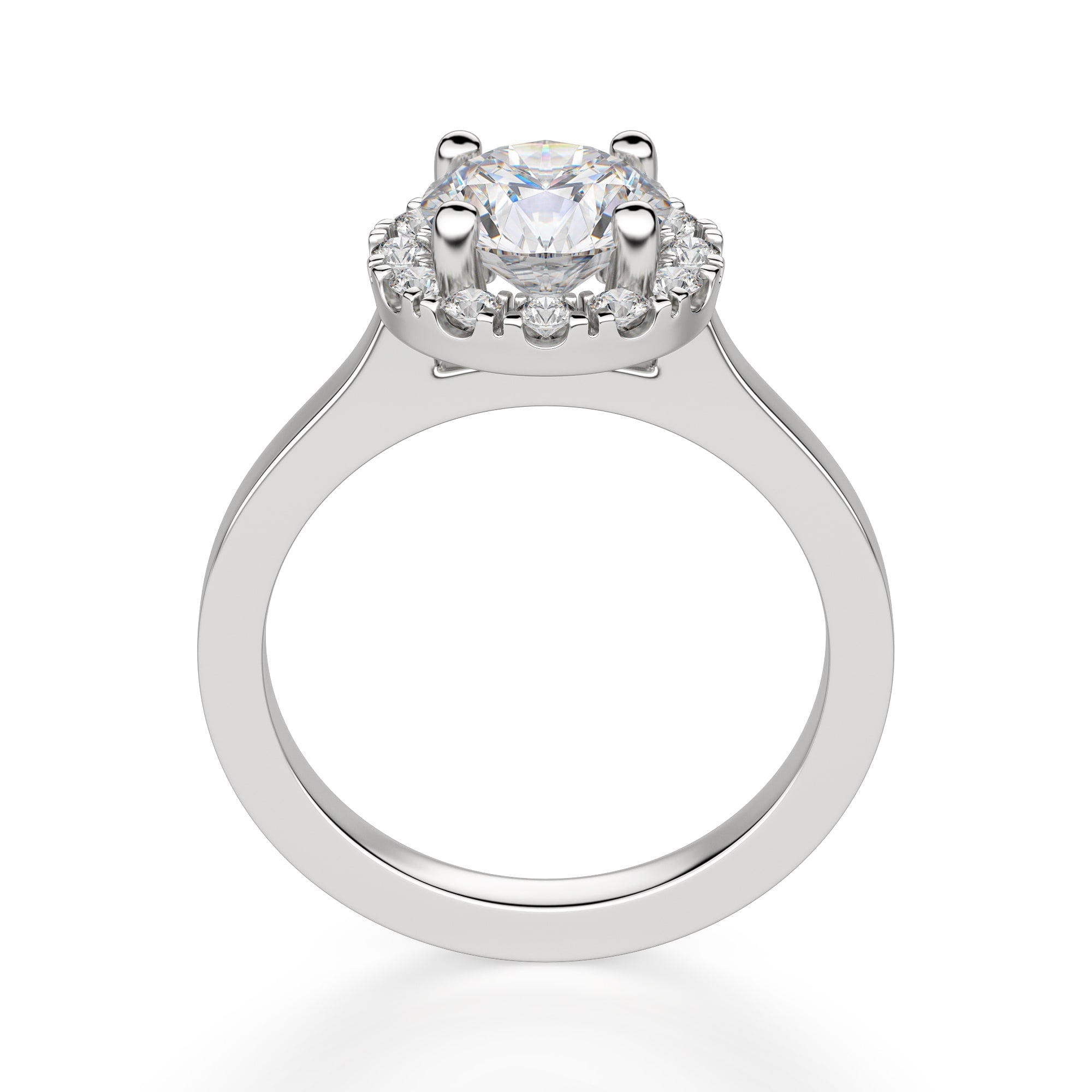 Brilliant Round Cut Halo Moissanite Engagement Ring