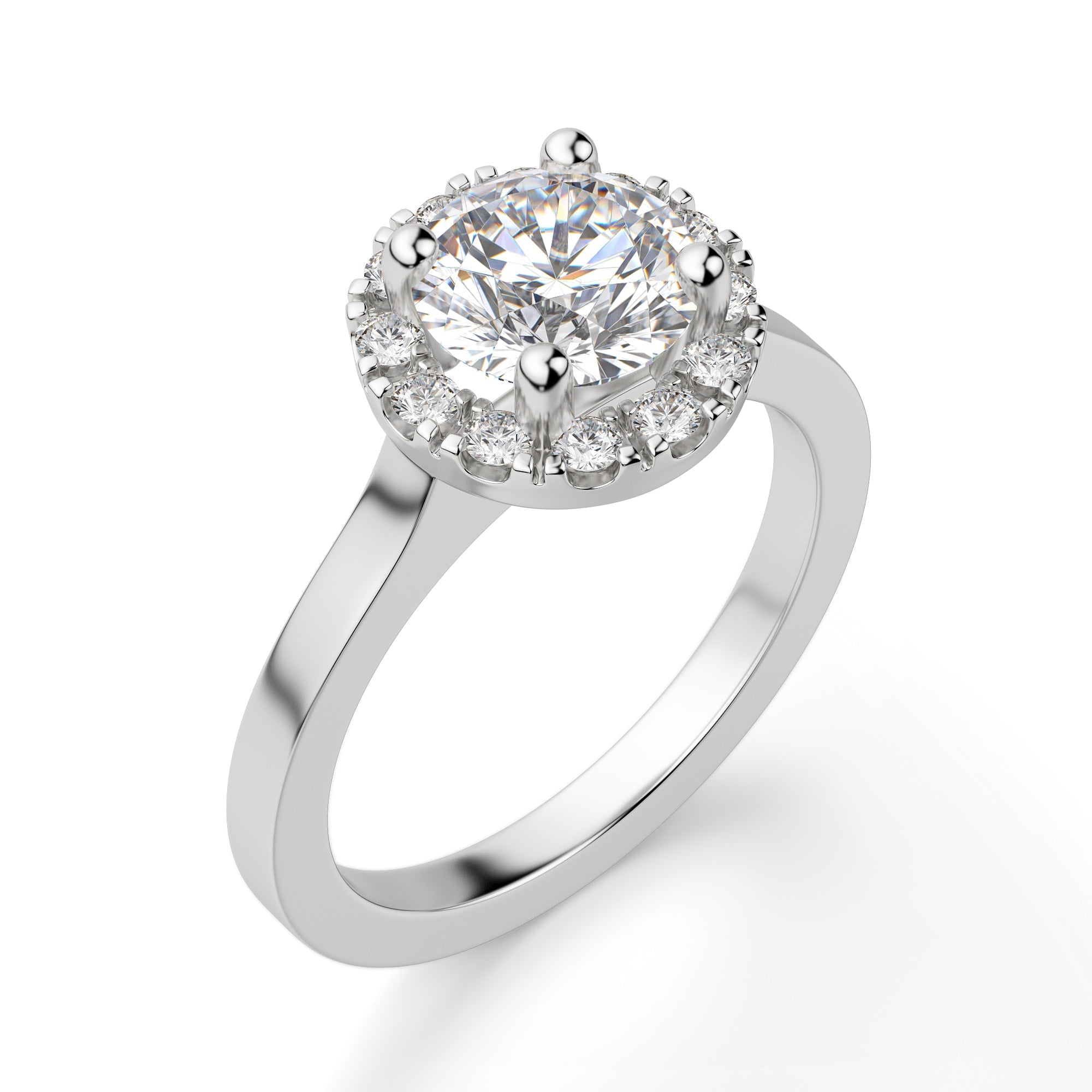 Brilliant Round Cut Halo Moissanite Engagement Ring