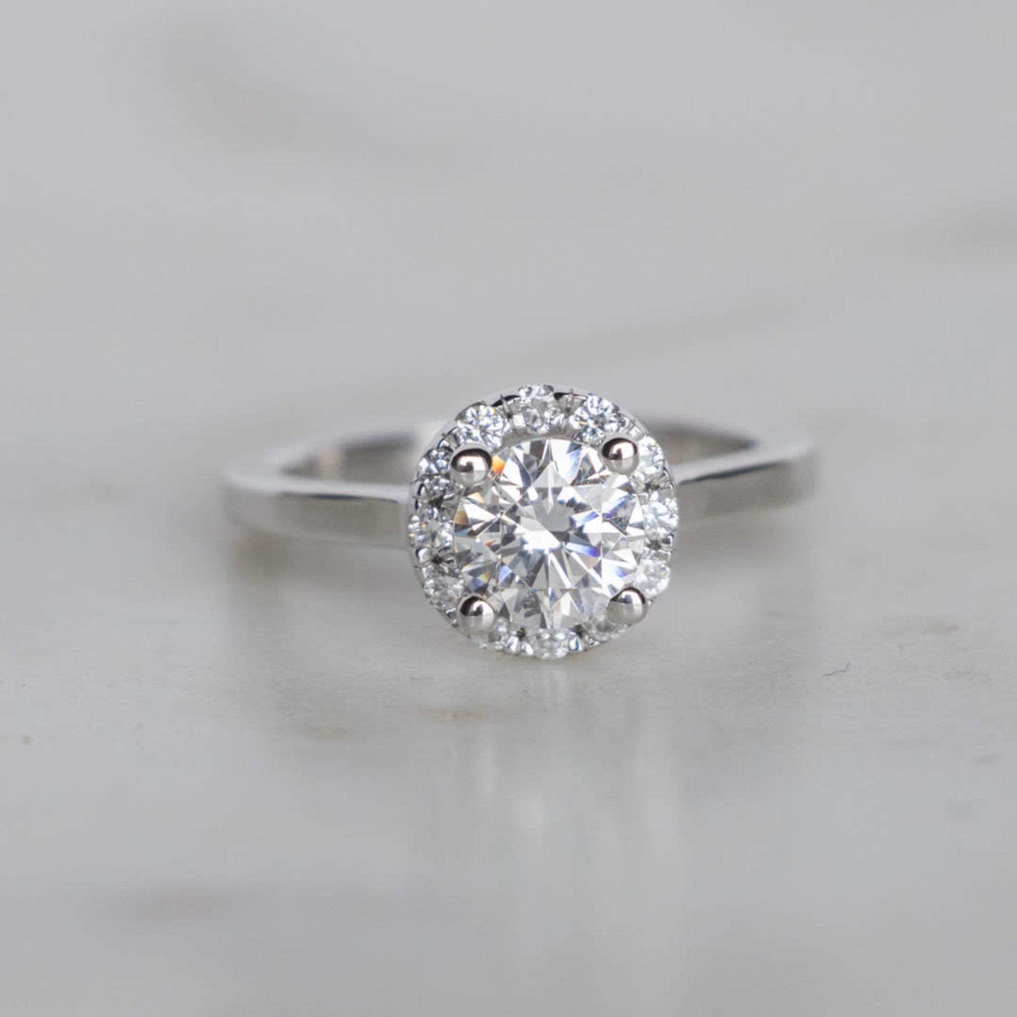 Brilliant Round Cut Halo Moissanite Engagement Ring