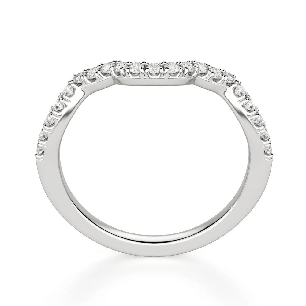Round Cut Curved Style Moissanite Wedding Band