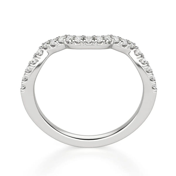 Round Cut Curved Style Moissanite Wedding Band