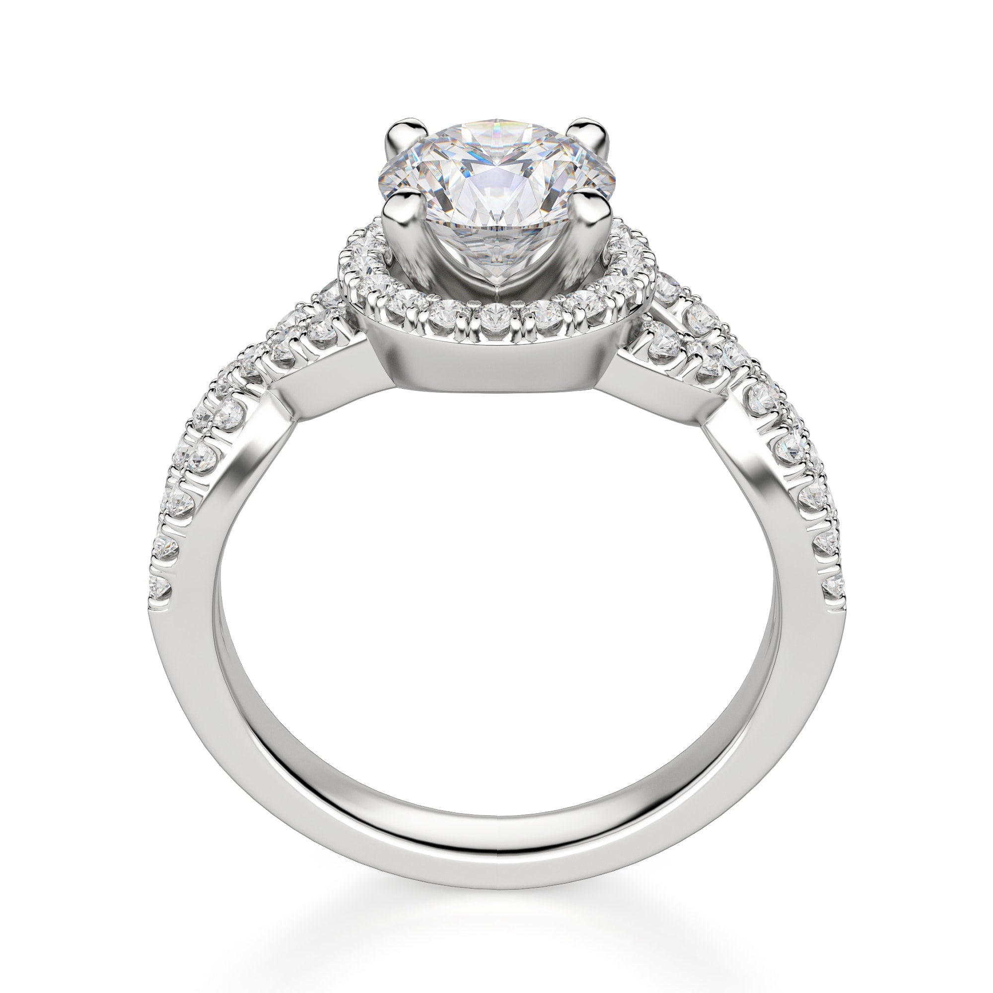 Brilliant Round Cut Halo Moissanite Engagement Ring