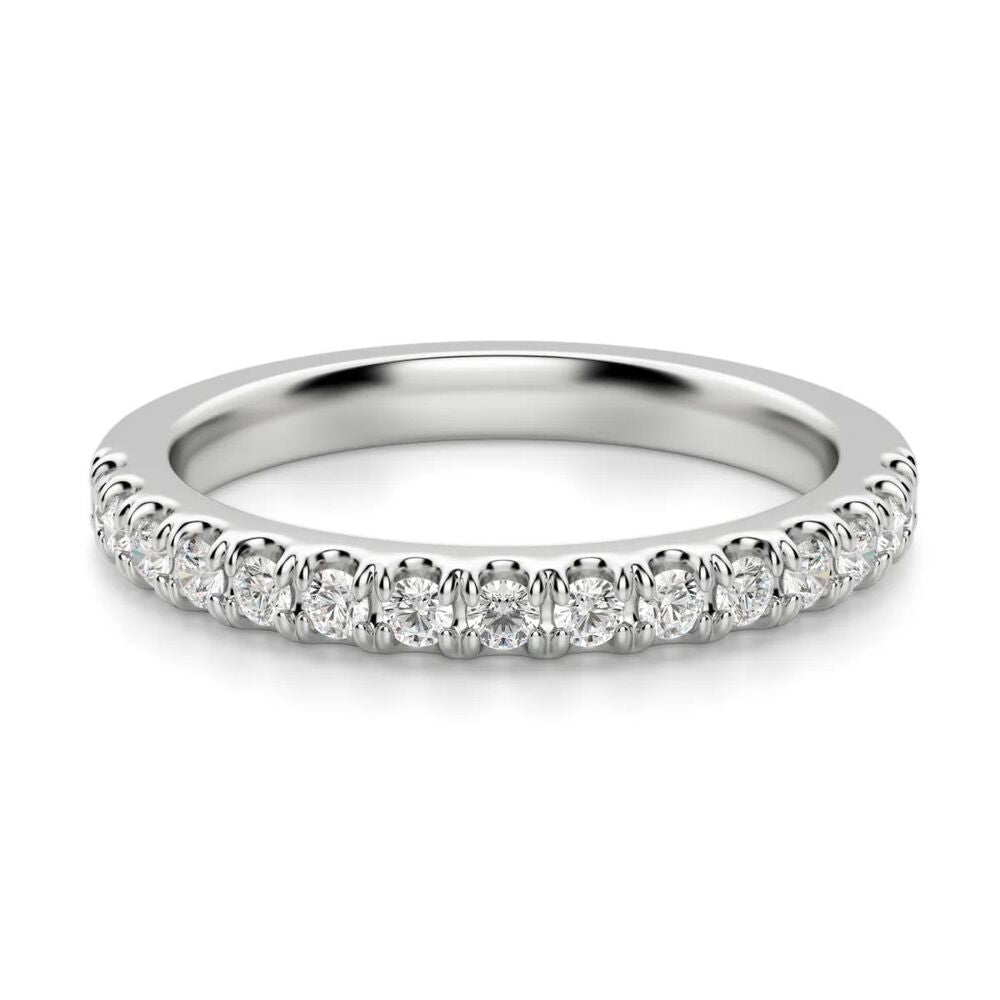 Round Cut Moissanite Half Eternity Wedding Band For Her