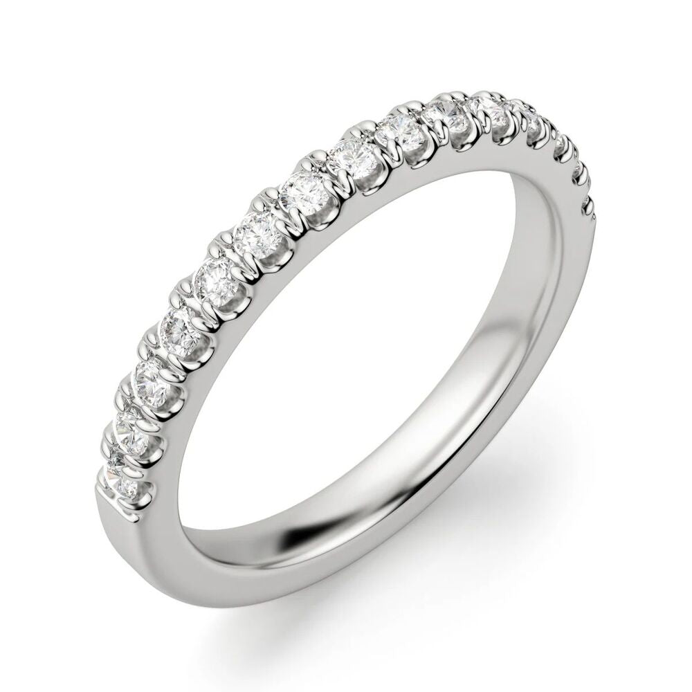 Round Cut Moissanite Half Eternity Wedding Band For Her