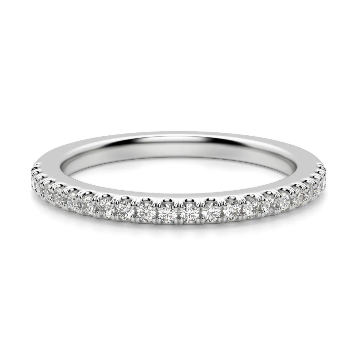 Round Cut Pave Set Wedding Band for Bridal Set