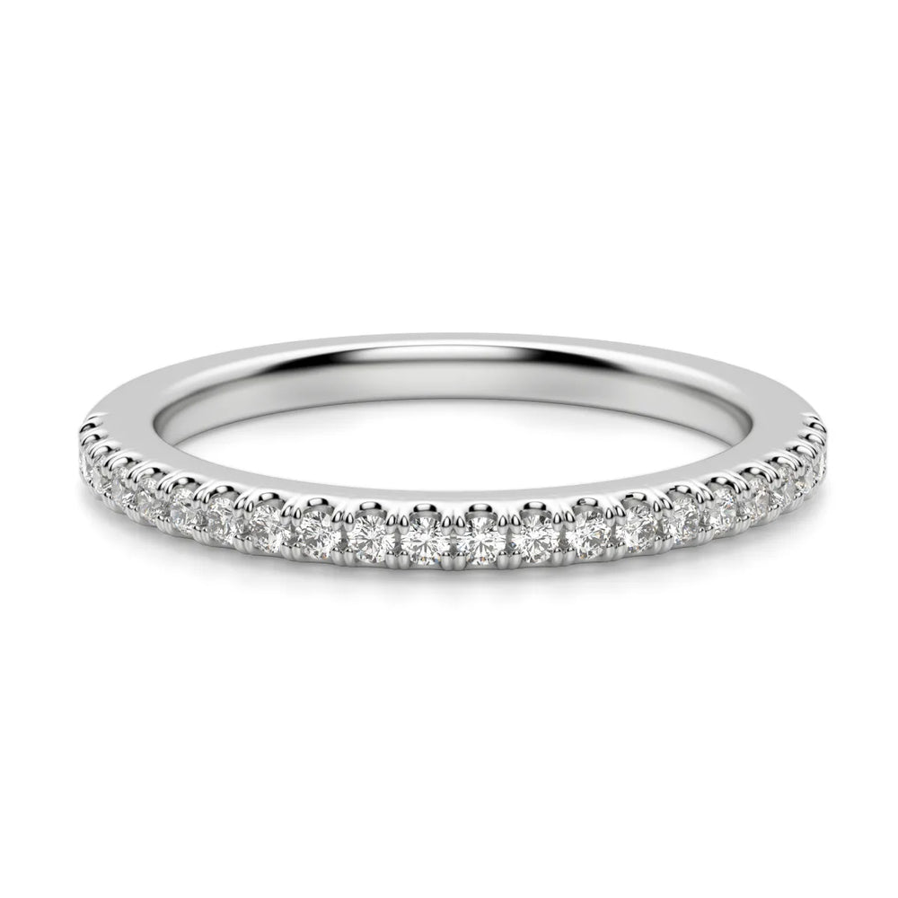 Round Cut Half Eternity Wedding Band For Women's