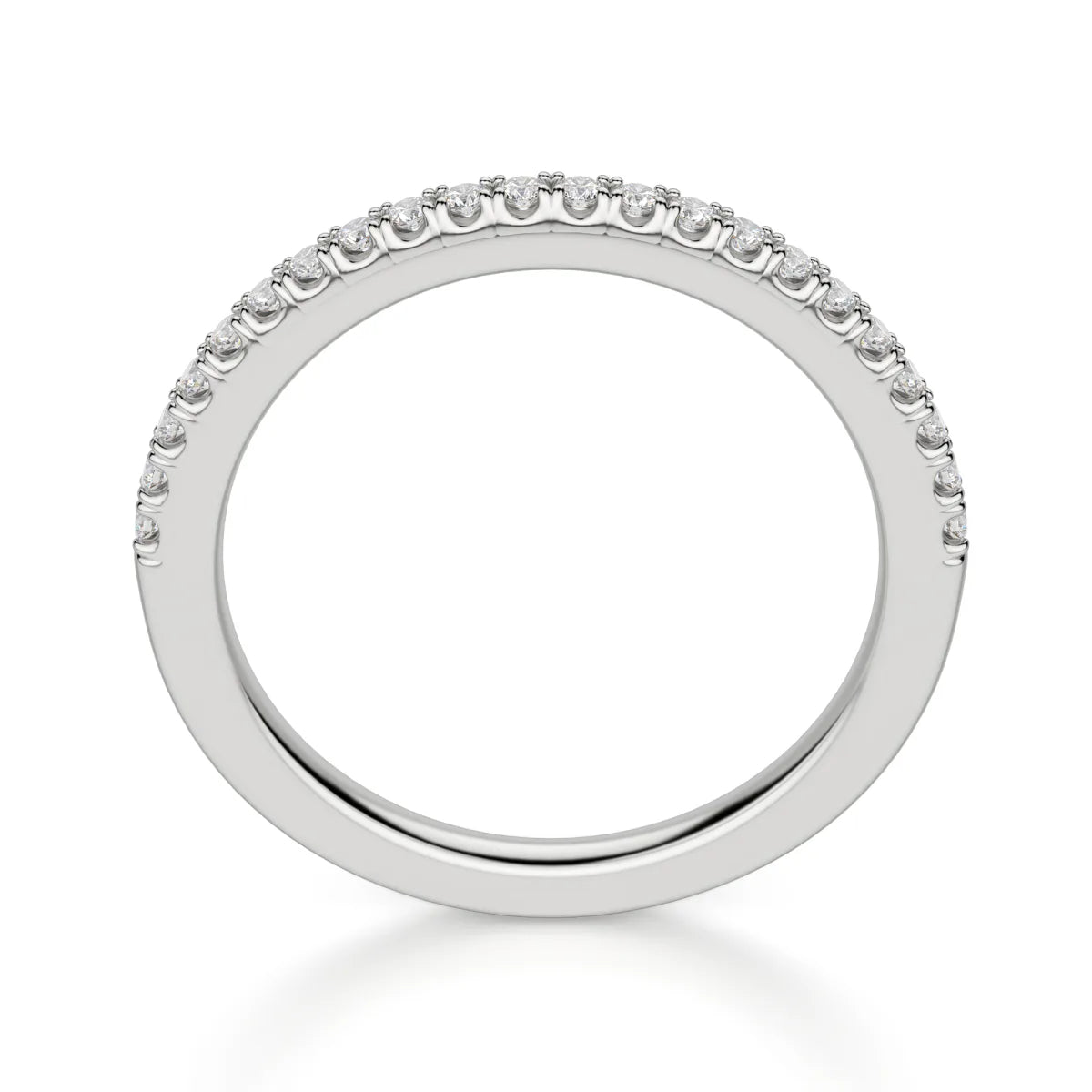 Round Cut Pave Set Wedding Band for Bridal Set