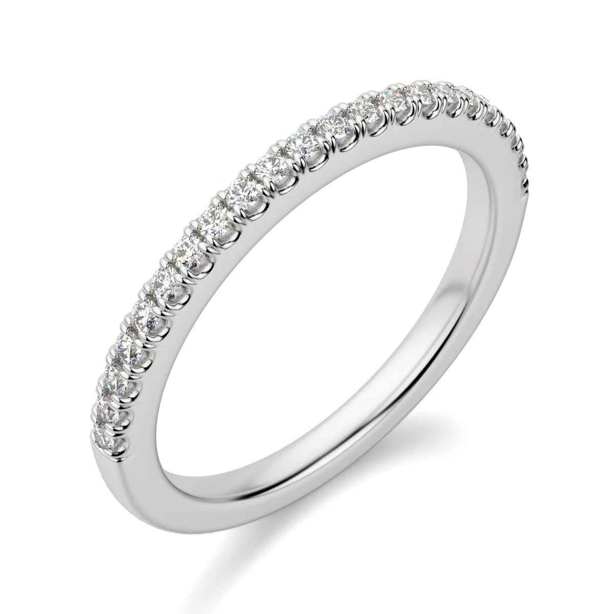 Round Cut Pave Set Wedding Band for Bridal Set