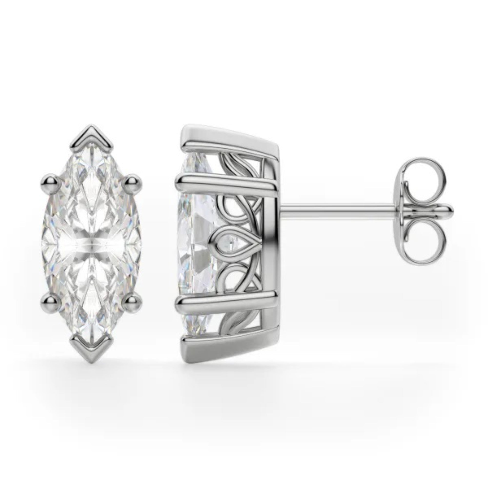 Marquise Cut Solitaire Stud Earrings