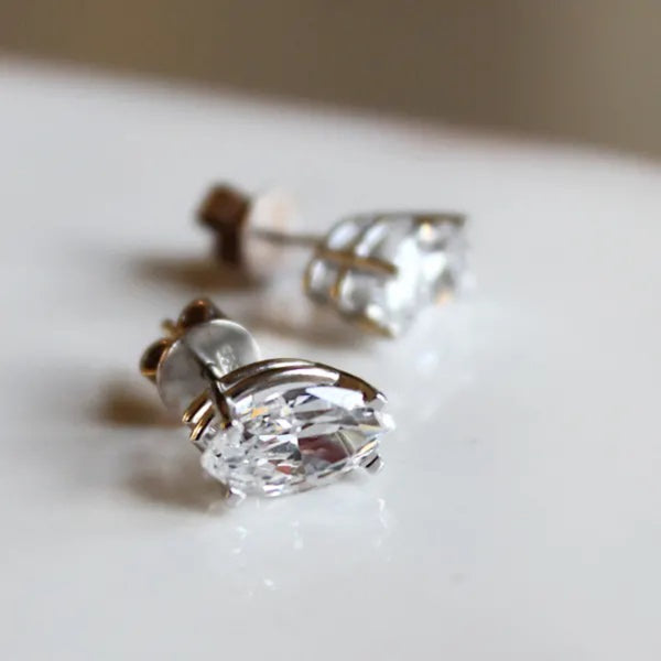 Marquise Cut Basket Set Stud Earrings