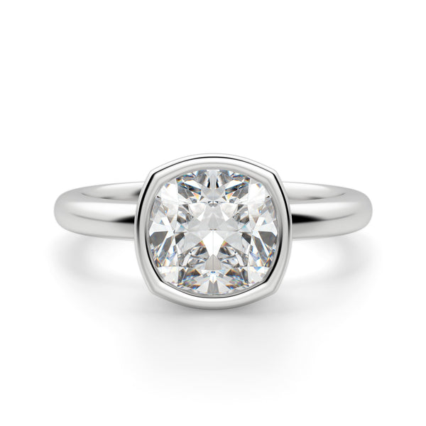 Cushion Cut Bezel Set Solitaire Engagement Ring