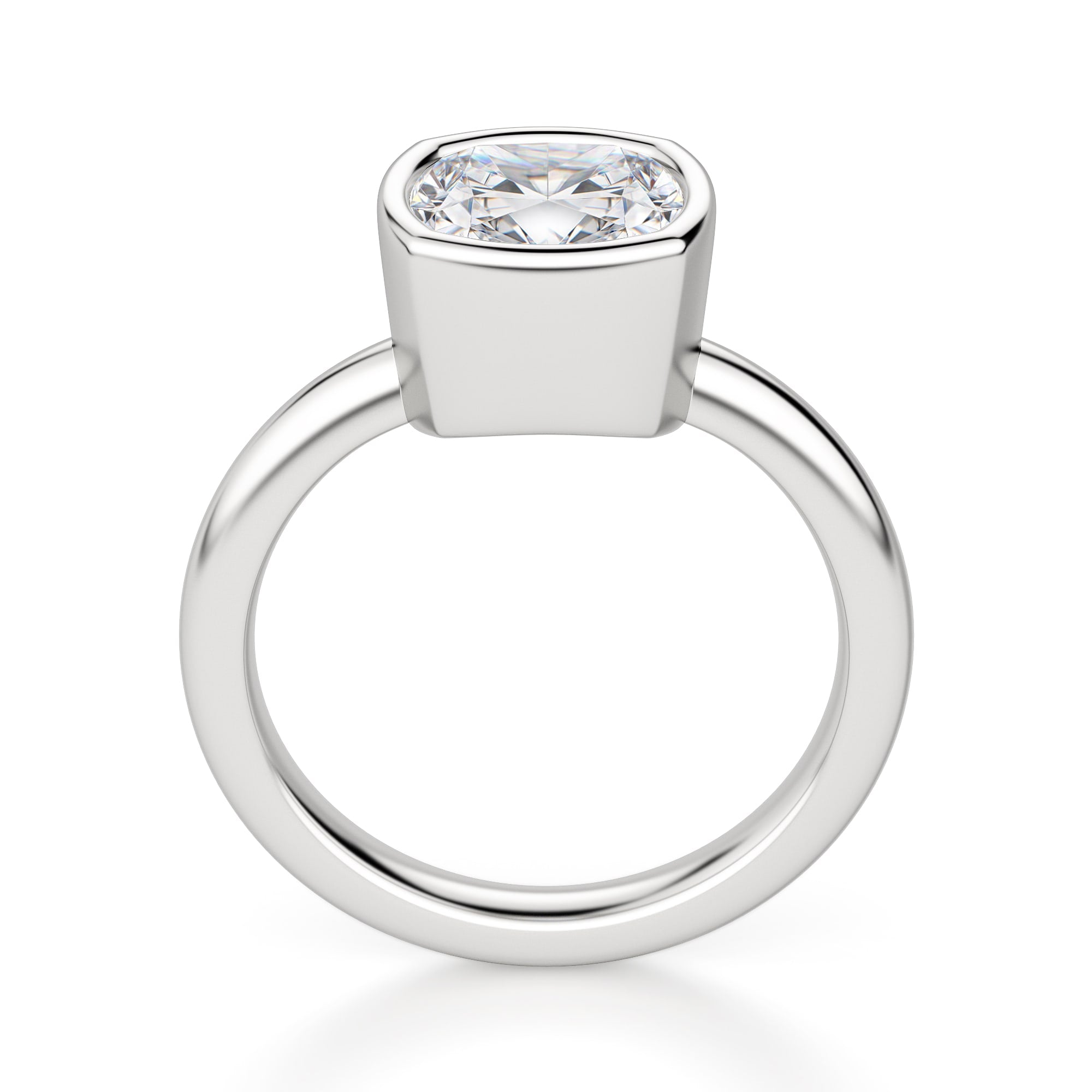 Cushion Cut Bezel Set Solitaire Engagement Ring