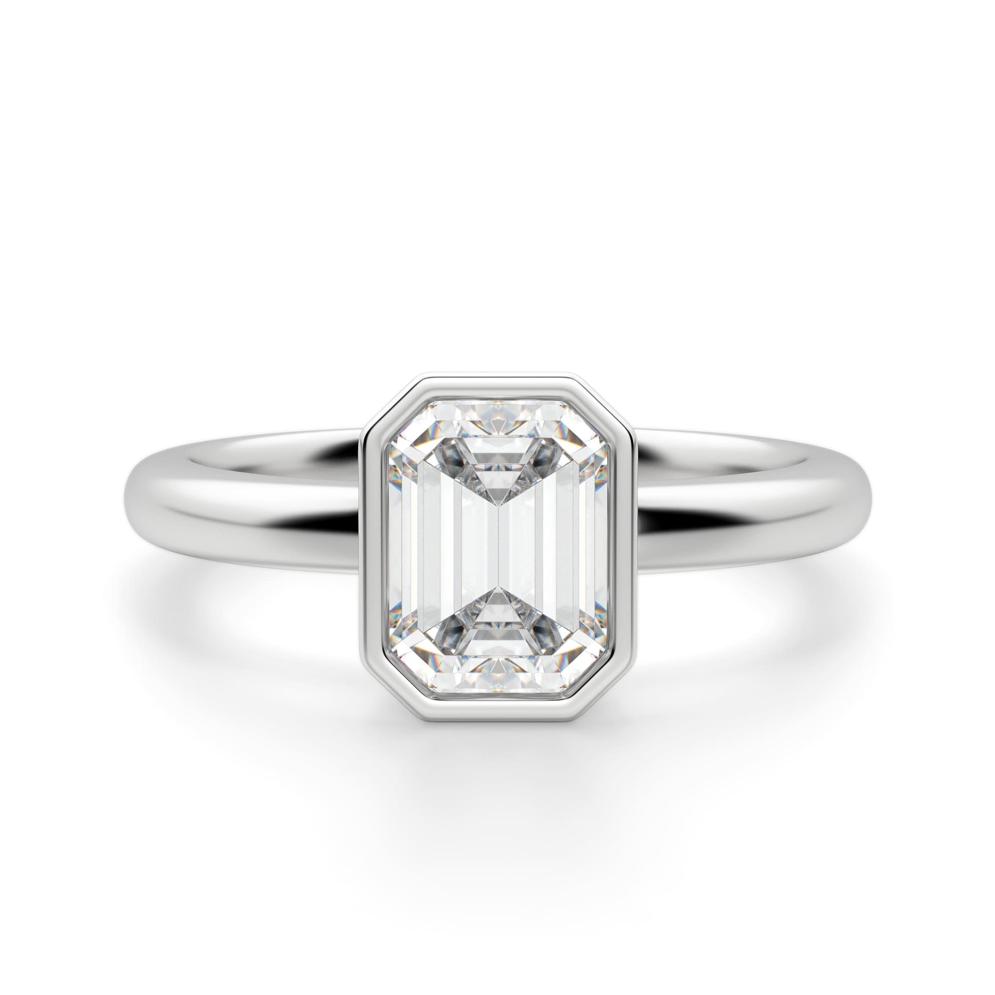 Emerald Cut Bezel Set Moissanite Solitaire Ring for Women's