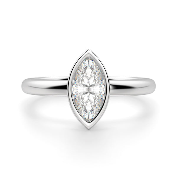 Marquise Cut Bezel Set Moissnaite Engagement Ring