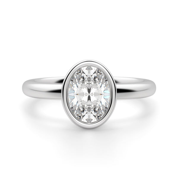 Oval Cut Bezel Set Solitaire Engagement Ring