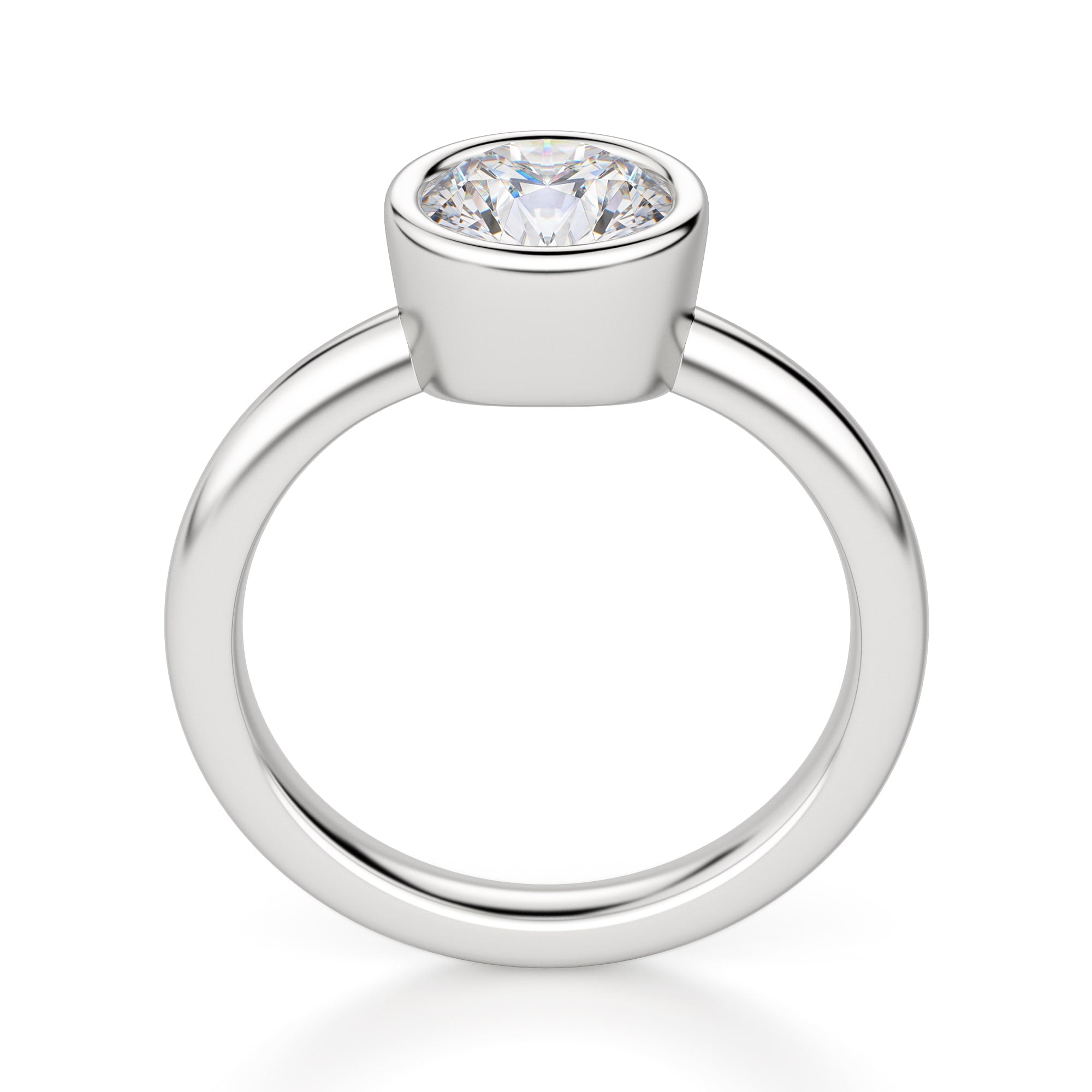 Round Cut Bezel Set Solitaire Engagement Ring