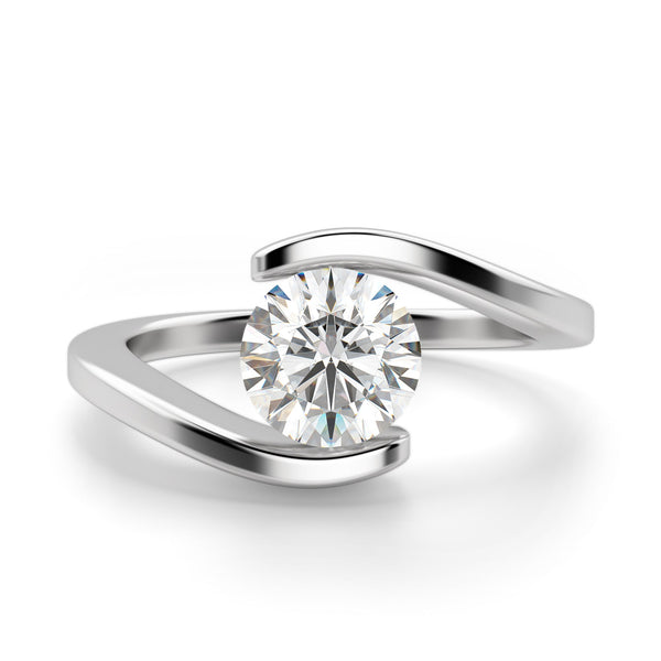 Tension Set Round Cut Moissanite Engagement Ring