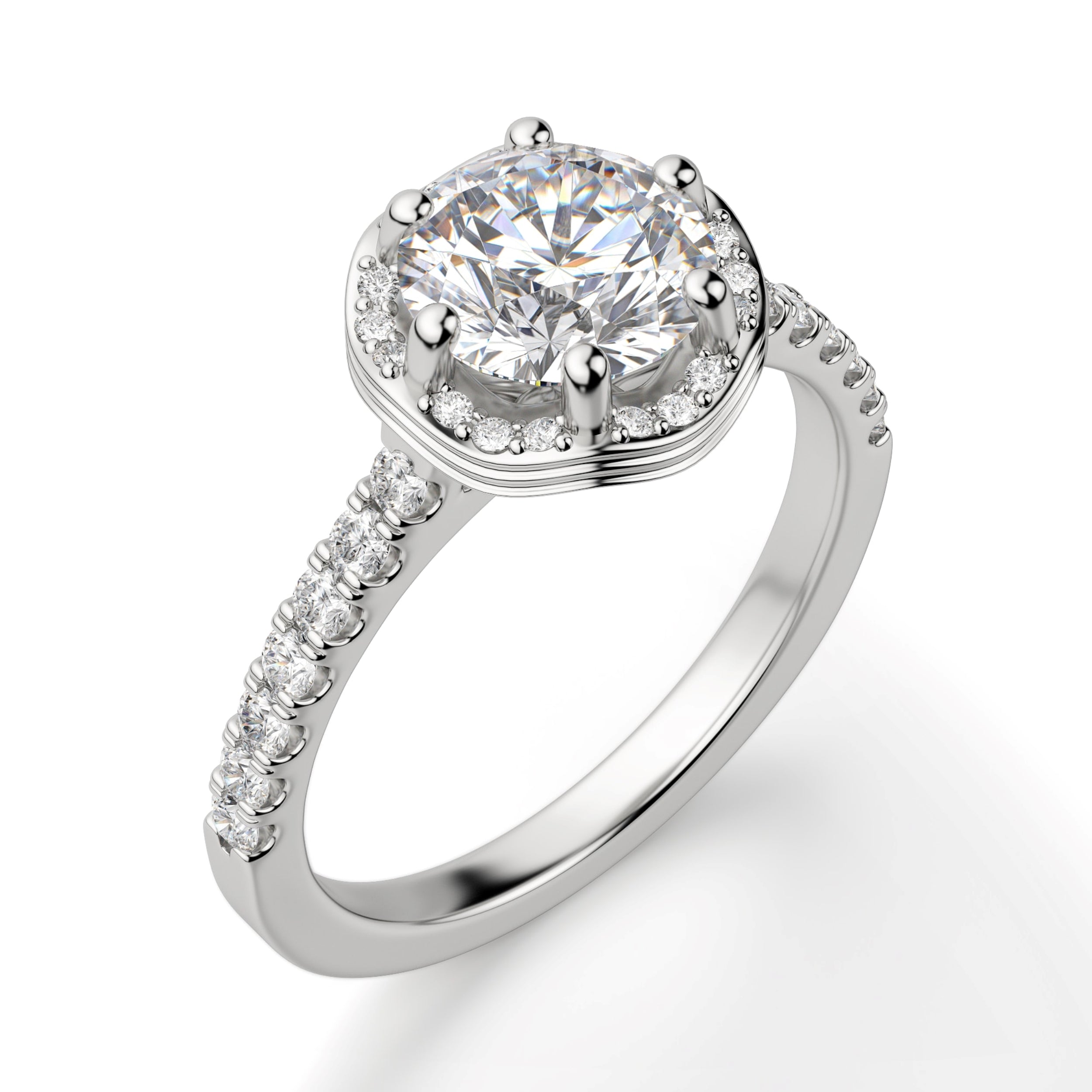 Brilliant Round Cut Moissanite Halo Ring