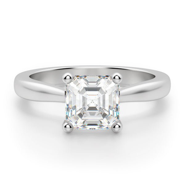 Asscher Cut Moissanite Solitaire Engagement Ring