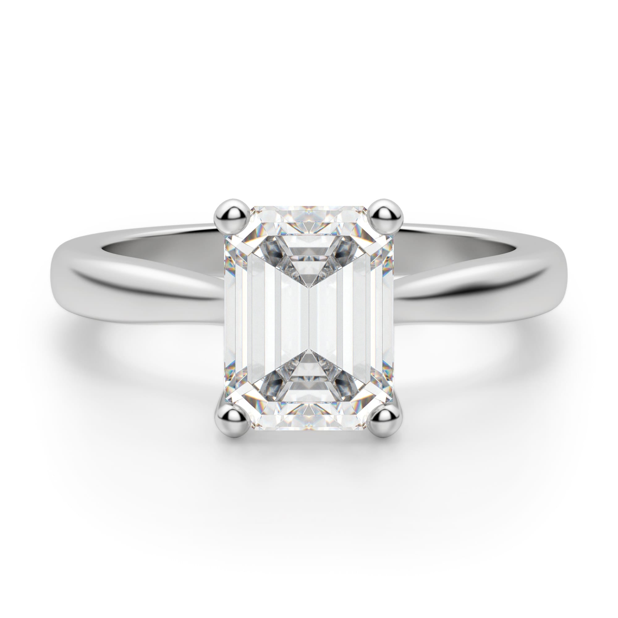 Emerald Cut Moissanite Solitaire Engagement Ring