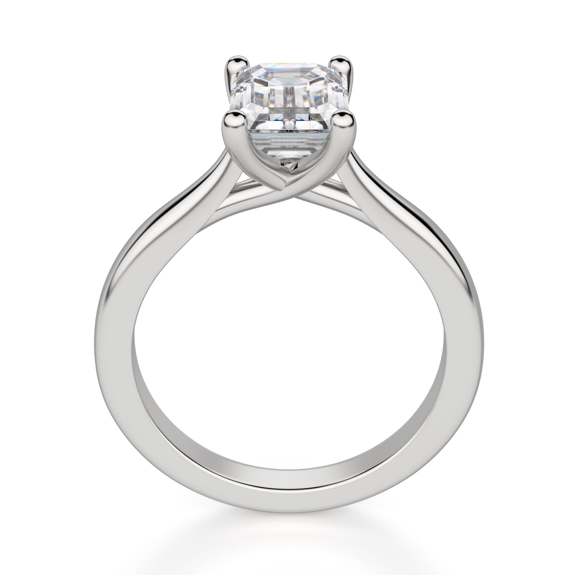 Emerald Cut Moissanite Solitaire Engagement Ring