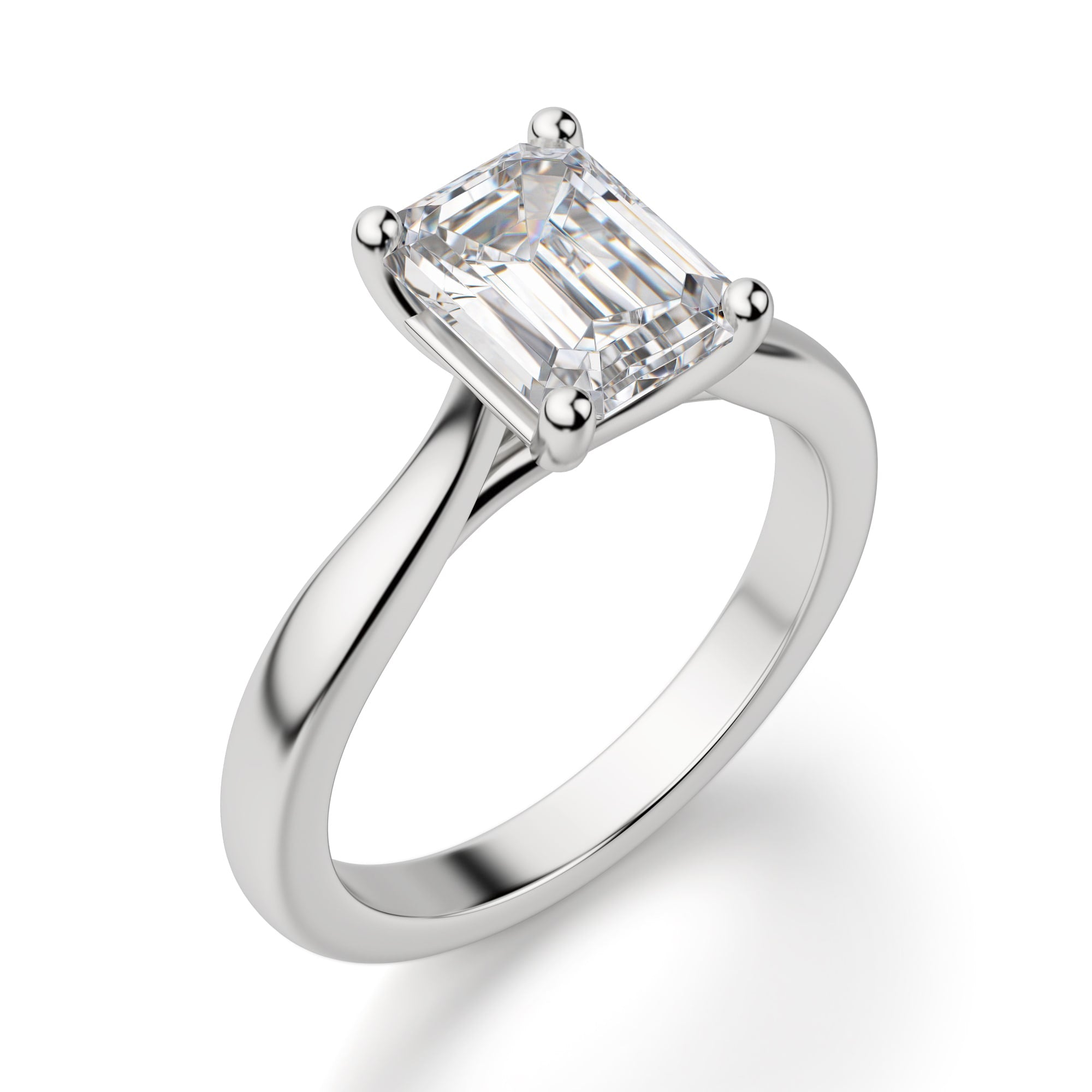 Emerald Cut Moissanite Solitaire Engagement Ring