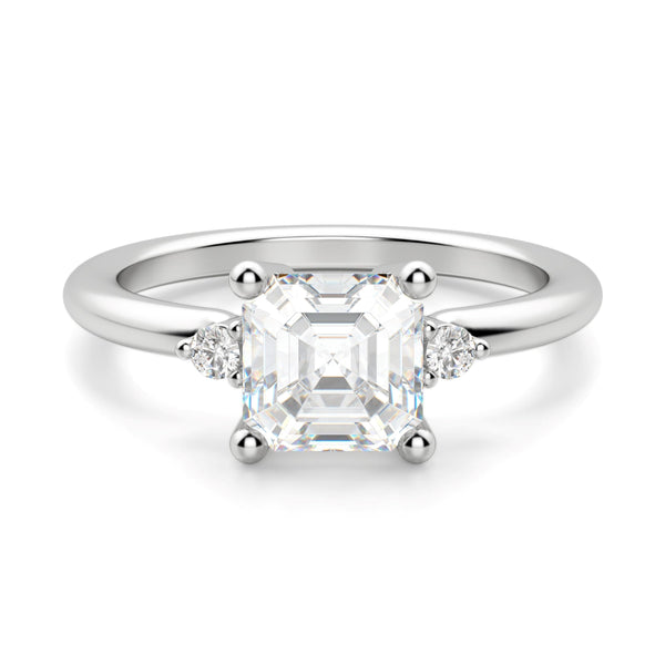 Asscher Cut Three Stone Engagement Ring