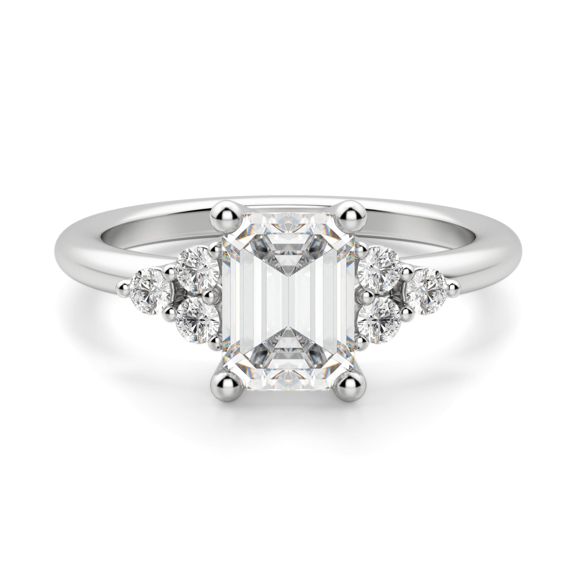 Emerald Cut Seven Stone Moissanite Engagement Ring