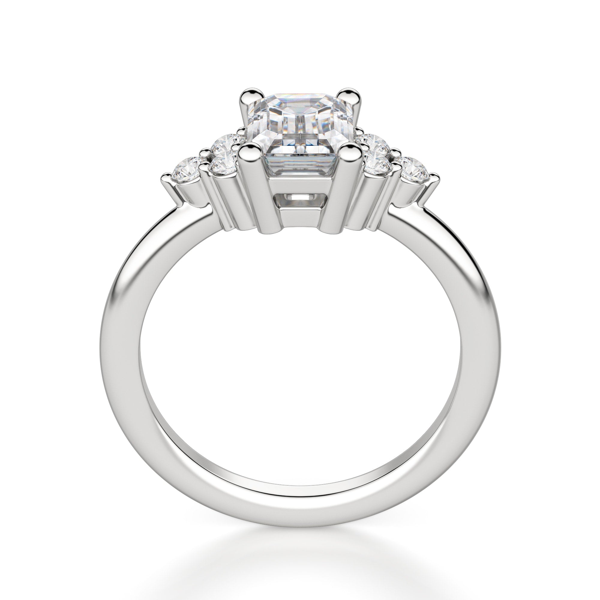 Emerald Cut Seven Stone Moissanite Engagement Ring