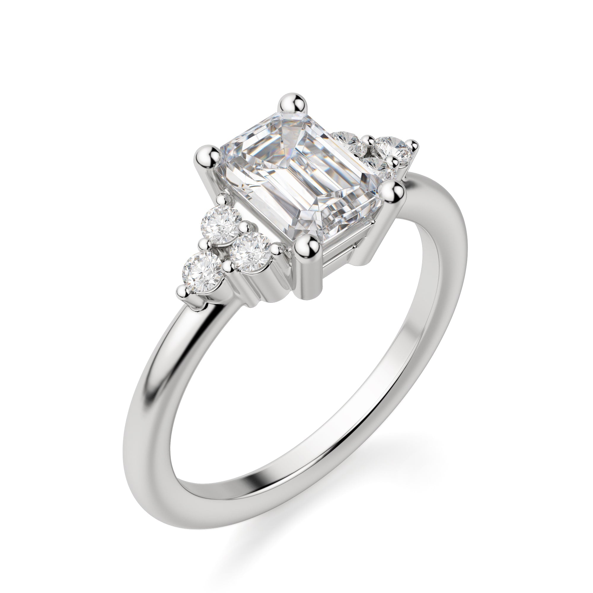 Emerald Cut Seven Stone Moissanite Engagement Ring