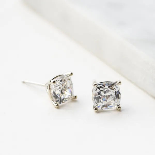 Cushion Cut Solitaire Stud Earrings