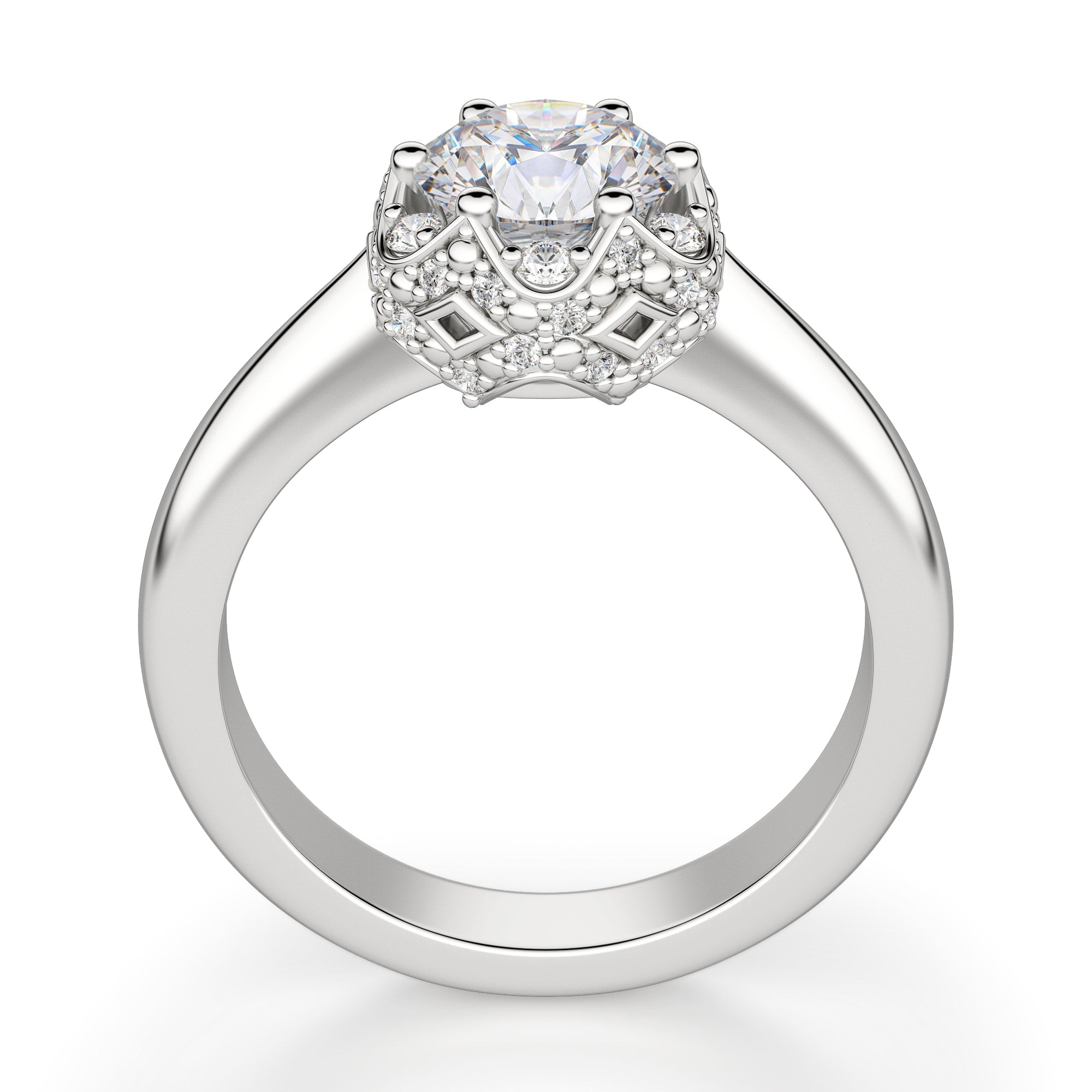 Brilliant Round Cut Art Deco Moissanite Engagement Ring