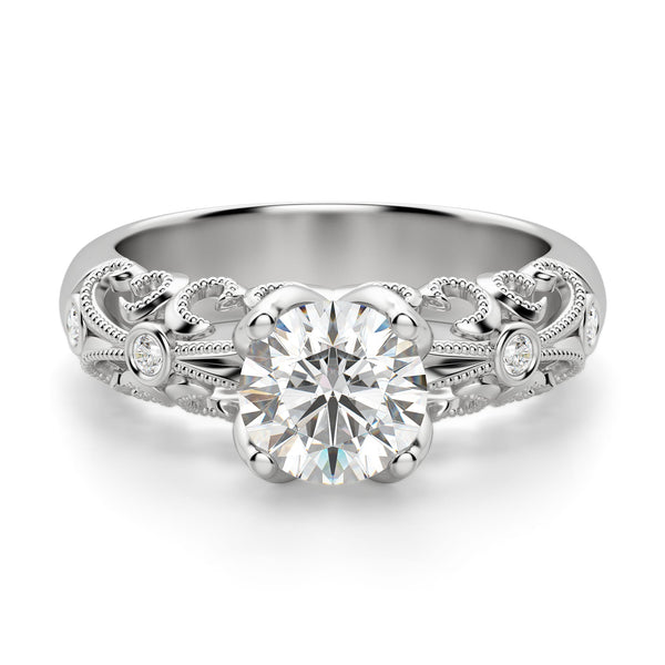 Moissanite Round Cut Art Deco Engagment Ring