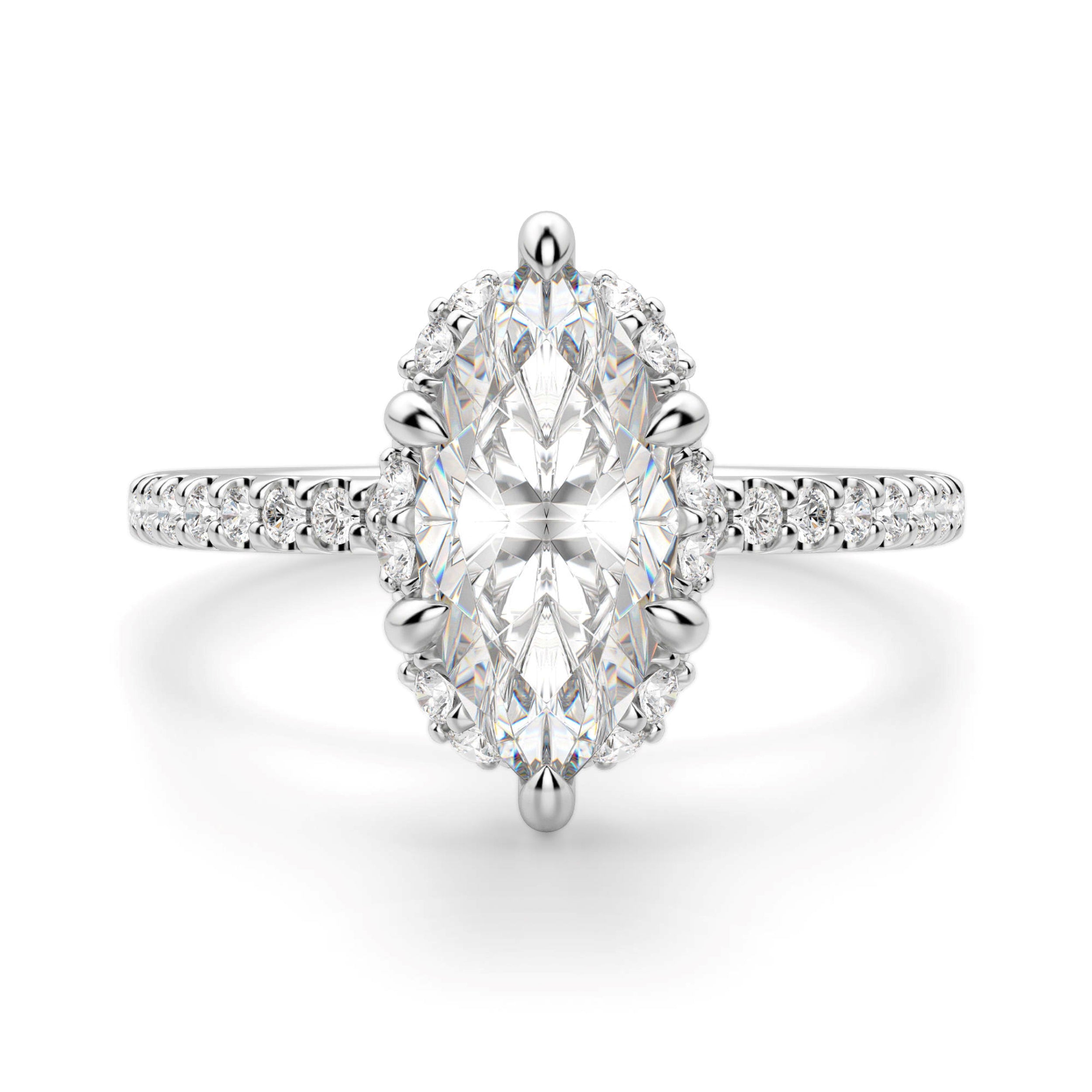 Marquise Cut Halo Engagement Rings