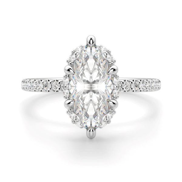 Marquise Cut Halo Engagement Ring