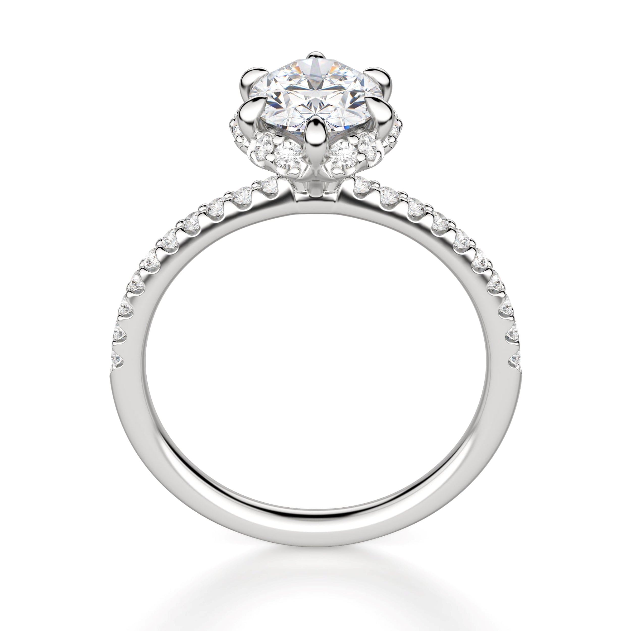 Oval Cut Halo Moissanite Engagement Ring