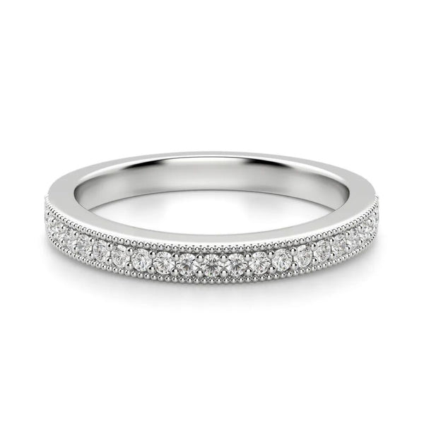 Round Cut Half Eternity Moissanite Filligree Band For Promise Gift