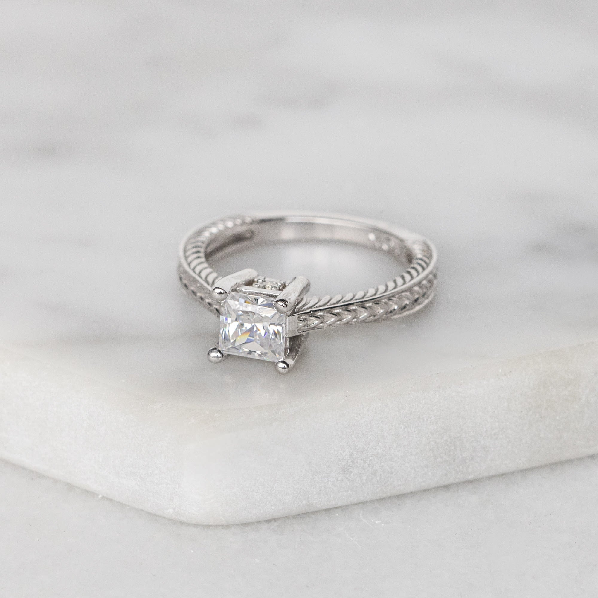 Solitaire Princess Cut Moissanite Engagement Ring