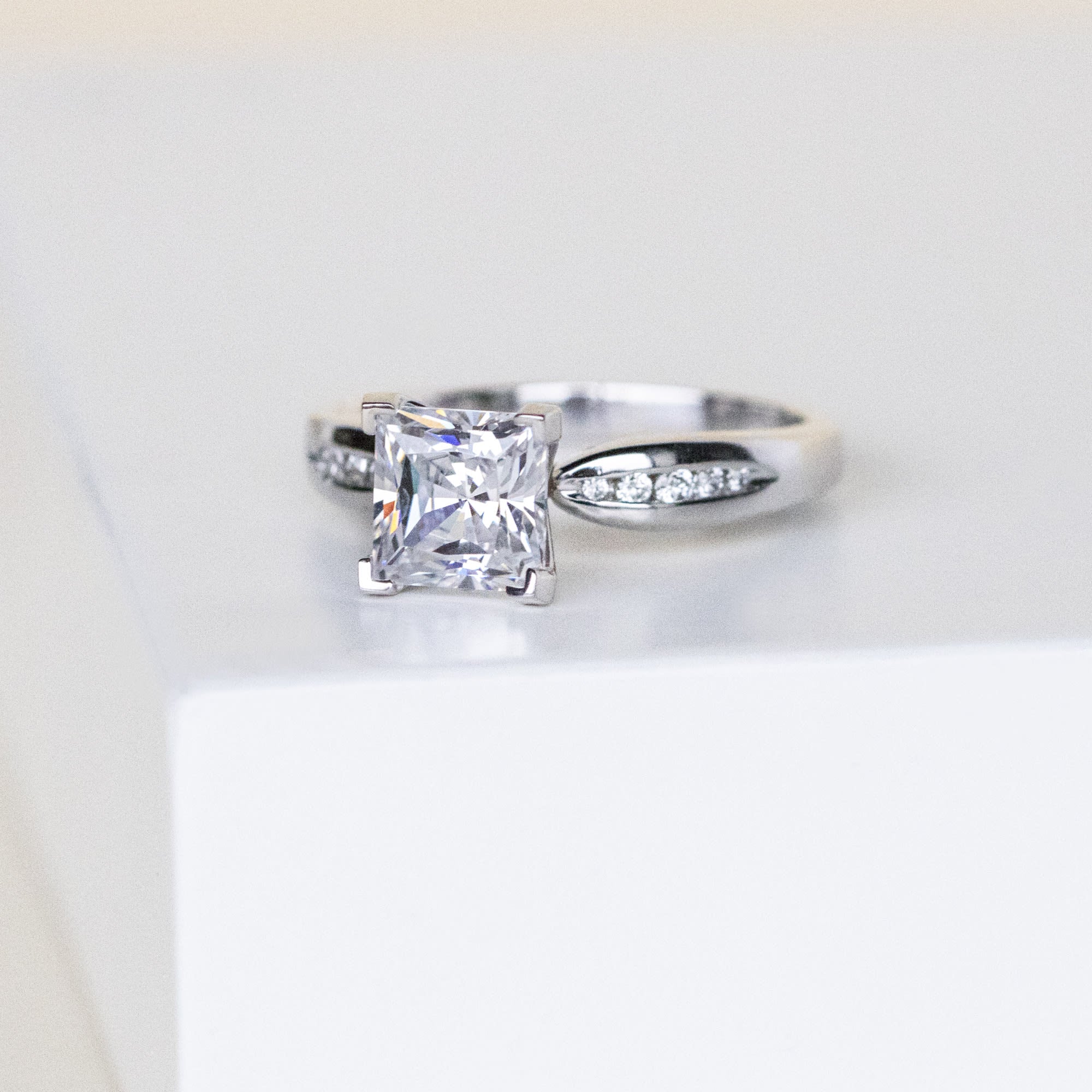 Princess Cut Channel Set Moissanite Engagement Ring