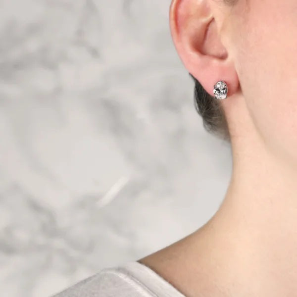Oval Cut Moissanite Stud Earrings