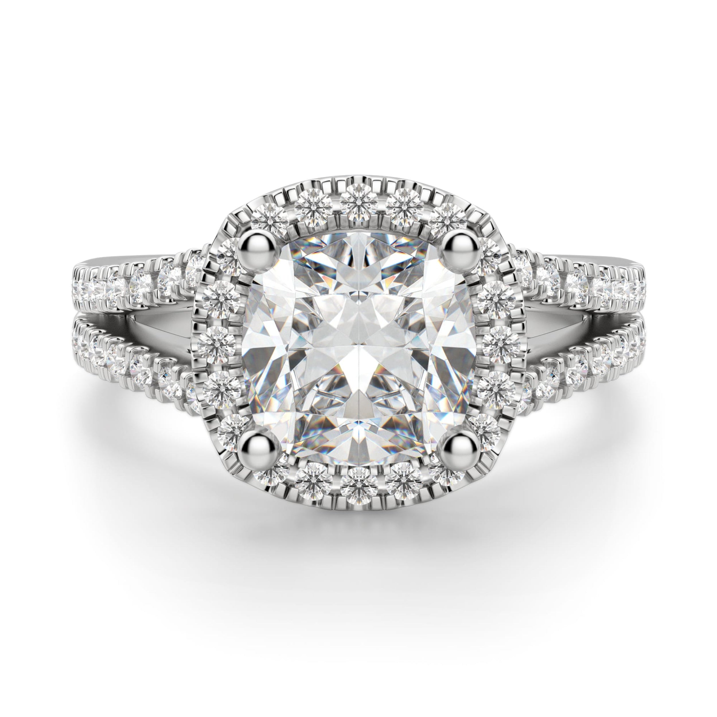 Cushion Cut Halo Moissanite Engagement Ring