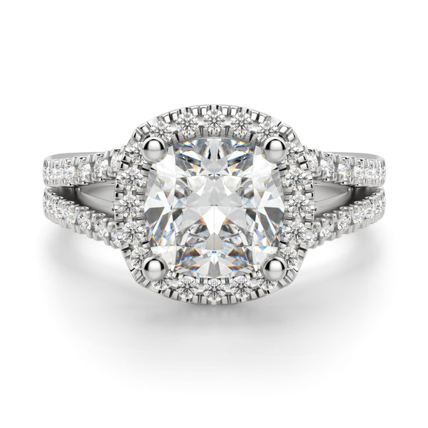 Cushion Cut Halo Moissanite Diamond Engagement Ring