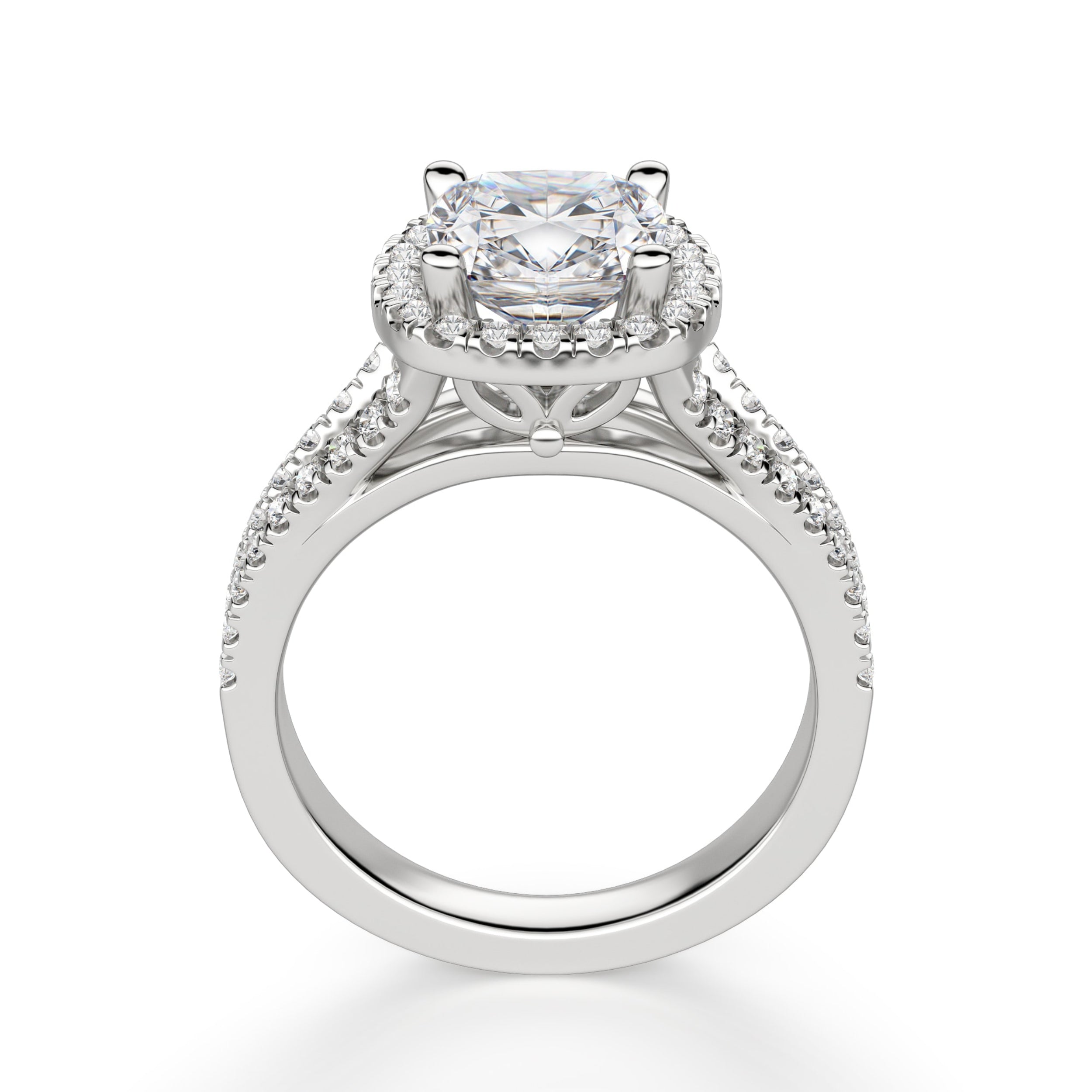 Cushion Cut Halo Moissanite Engagement Ring