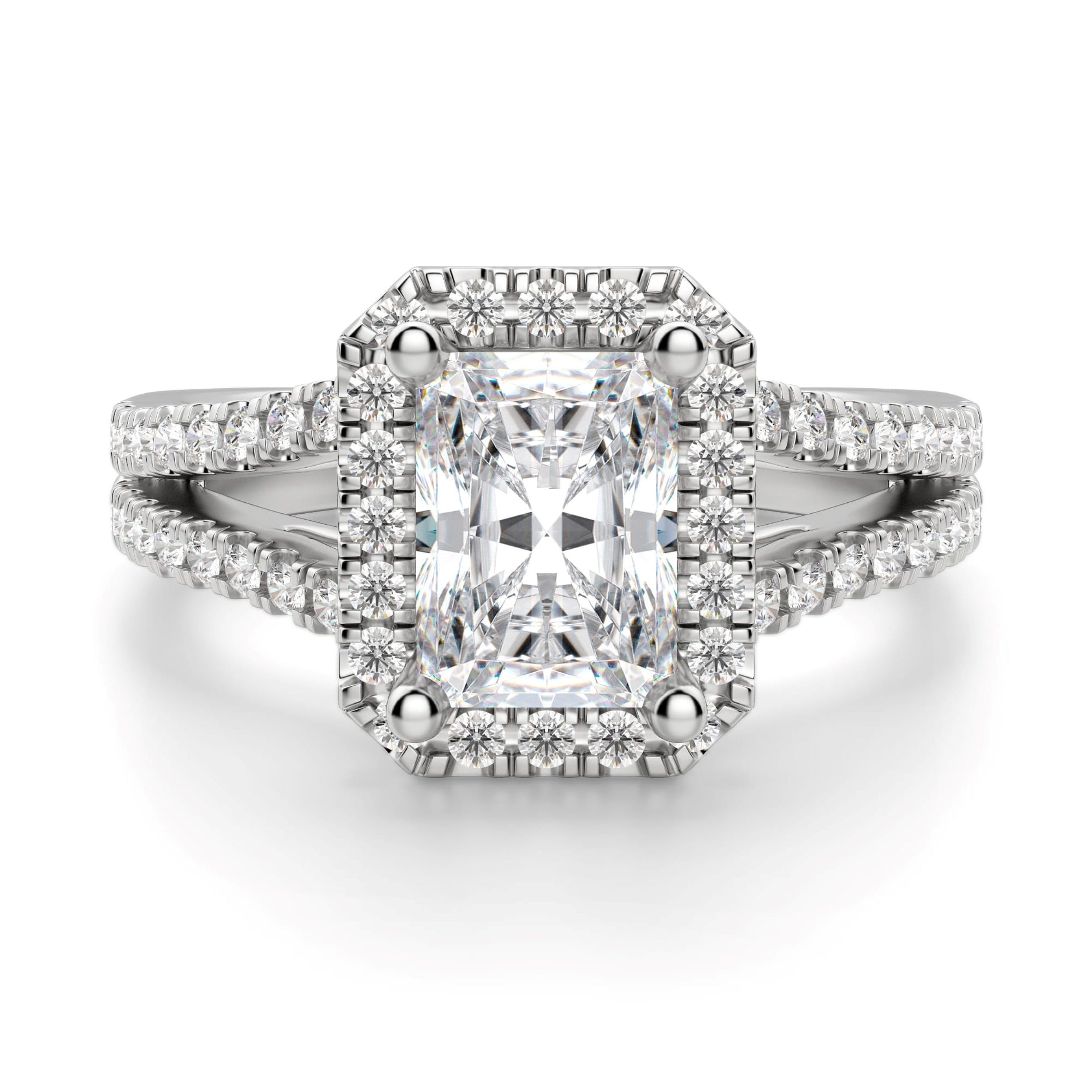 Radiant Cut Halo Engagement Ring