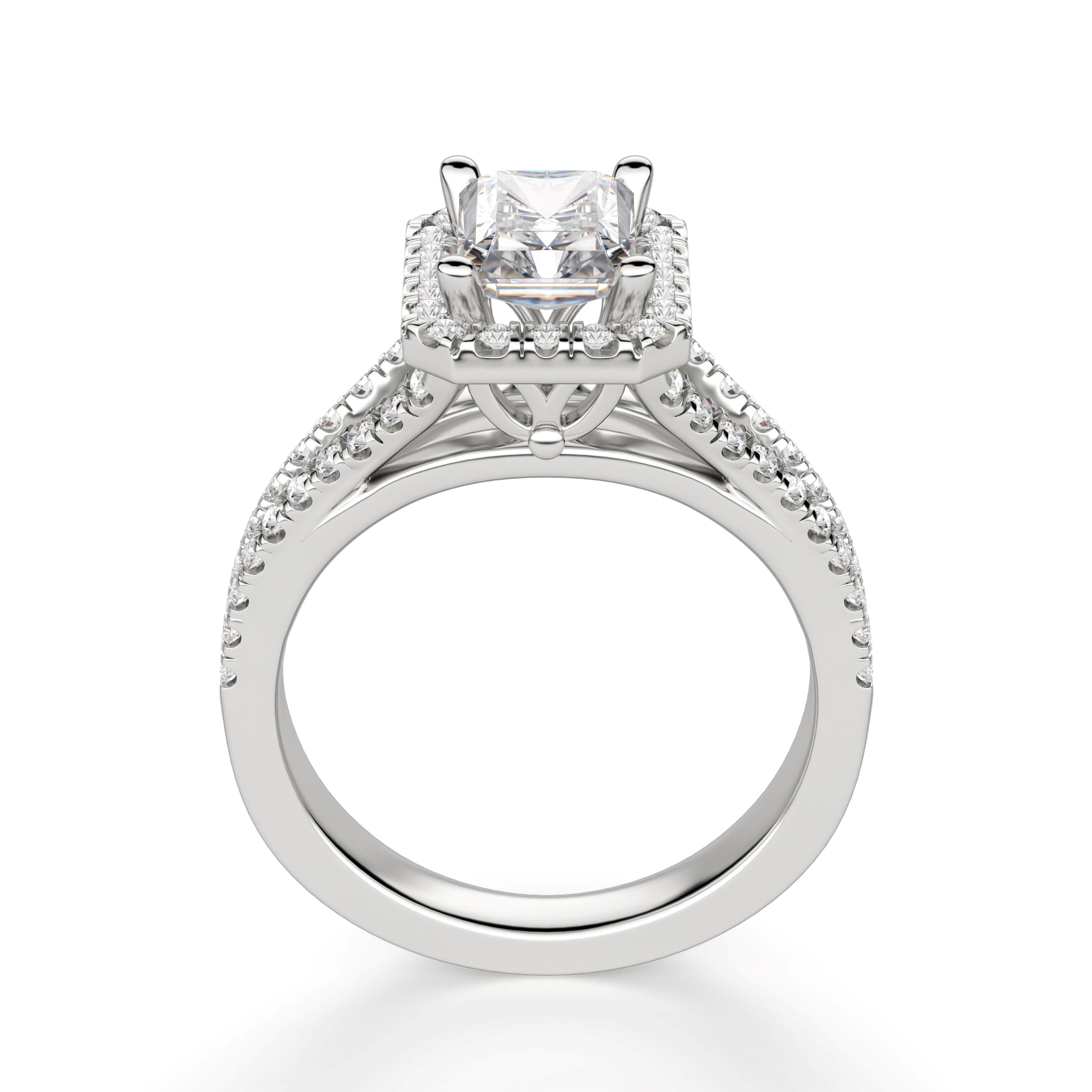 Radiant Cut Halo Engagement Ring