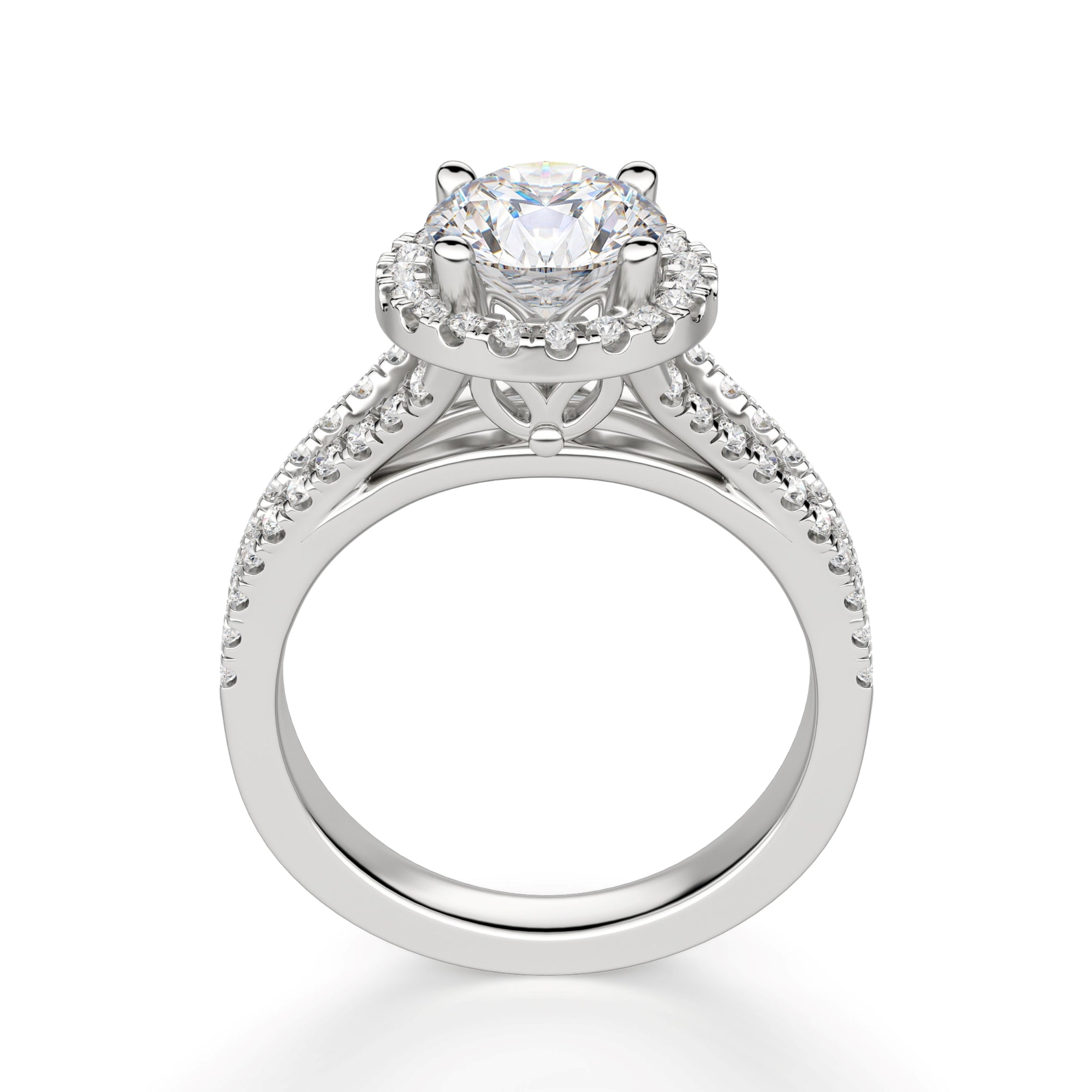 Brilliant Round Cut Halo Moissanite Engagement Ring