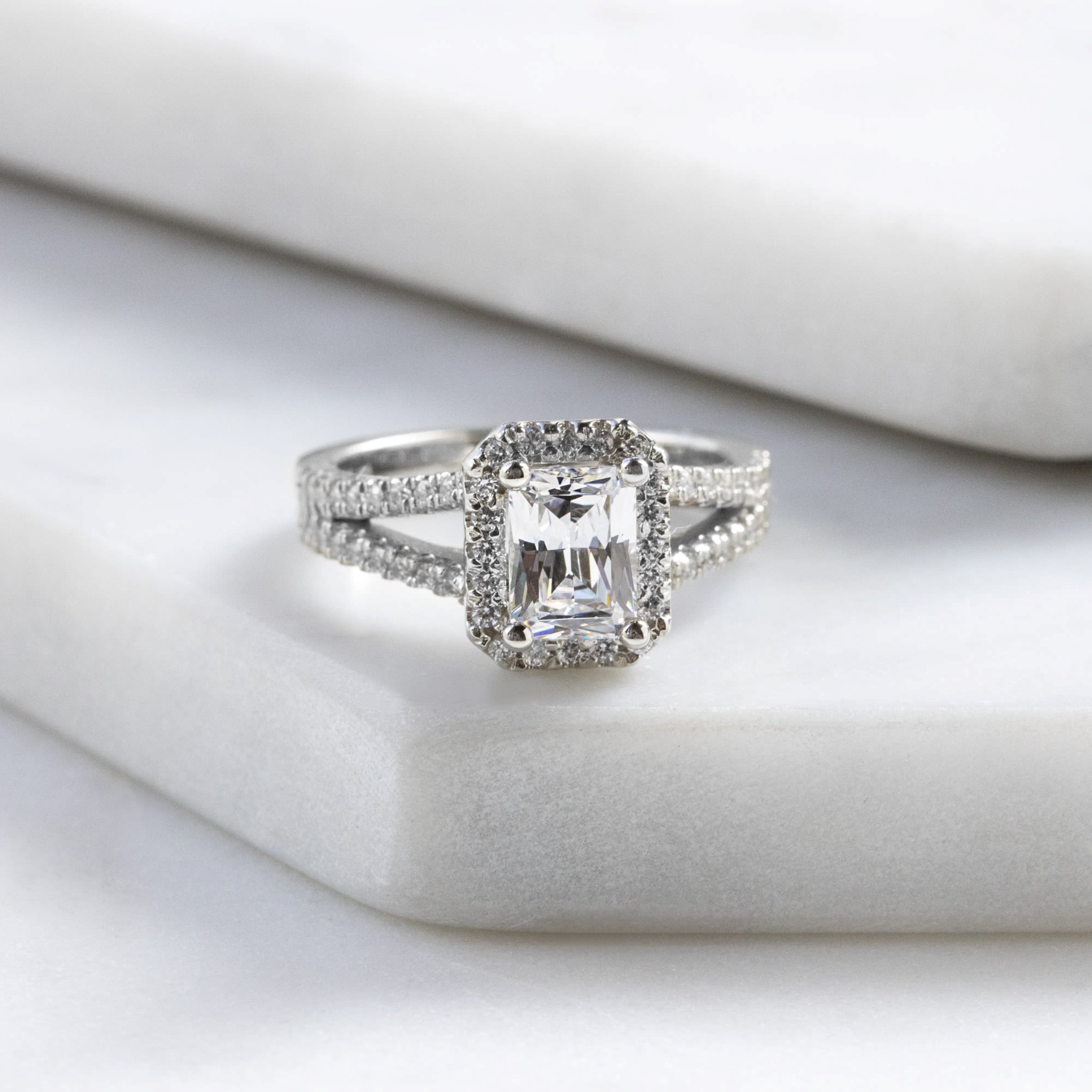 Radiant Cut Halo Engagement Ring